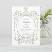 Invitation Mariage de code QR écologique de l'Orné victorien (Debout devant)