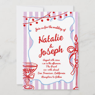 Invitation Mariage de code QR écrit à main colorée rétro