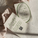 Invitation Mariage de code QR écrit dessiné à la main<br><div class="desc">Si vous cherchez une élégante invitation simple minimaliste mariage crème modèle. Celle-ci est décorée d'un arrière - plan crème beige clair. Et les prénoms de mariée et de mariée du violoncelle et de la main verte. et des informations modifiables tout à l'intérieur d'un cadre dessiné à la main illustré et...</div>