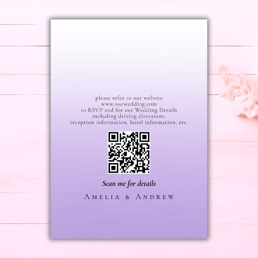 Invitation Mariage de code QR élégant de script de lavande vi