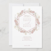 Invitation Mariage de code QR élégant du Fleur sauvage rose v (Devant)