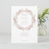 Invitation Mariage de code QR élégant du Fleur sauvage rose v (Debout devant)