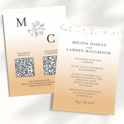 Invitation Mariage de code QR élégant pour le ton de la Terre