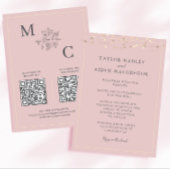 Invitation Mariage de code QR élégant rose vif