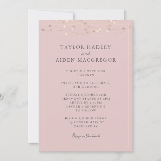 Invitation Mariage de code QR élégant rose vif (Devant)