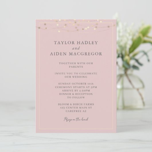 Invitation Mariage de code QR élégant rose vif (Debout devant)