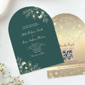 Invitation Mariage de code QR Emerald Green