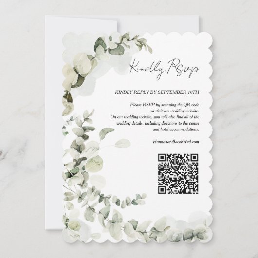 Invitation Mariage de code QR Eucalyptus (Dos)