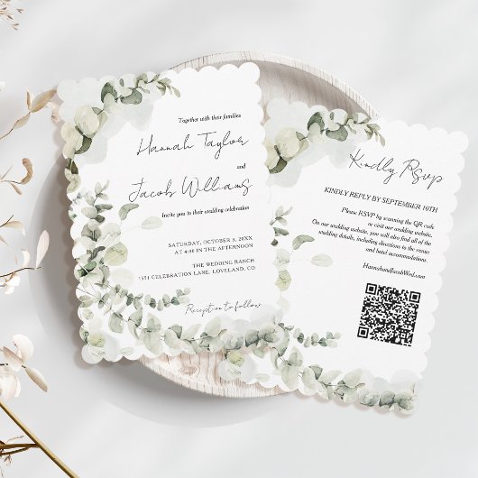 Invitation Mariage de code QR Eucalyptus