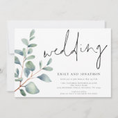 Invitation Mariage de code QR Eucalyptus de script moderne (Devant)
