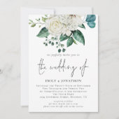 Invitation Mariage de code QR Eucalyptus Florals blancs (Devant)