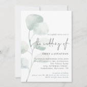 Invitation Mariage de code QR Eucalyptus Sage Elegant (Devant)