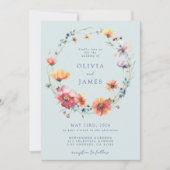 Invitation Mariage de code QR fleur sauvage (Devant)