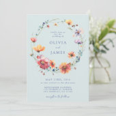 Invitation Mariage de code QR fleur sauvage (Debout devant)
