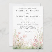 Invitation Mariage de code QR Fleur sauvage Delicate (Devant)