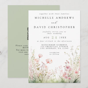 Invitation Mariage de code QR Fleur sauvage Delicate