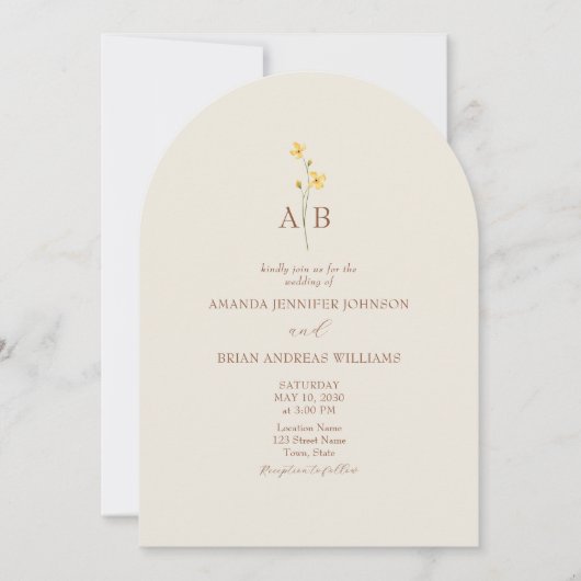 Invitation Mariage de code QR Fleur sauvage neutre