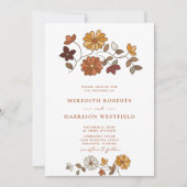 Invitation Mariage de code QR floral de chute lunaire (Devant)