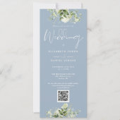 Invitation Mariage de code QR Floral Dusty Blue (Devant)
