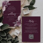 Invitation Mariage de code QR floral Mauve Silver