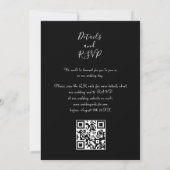 Invitation Mariage de code QR floral noir et blanc (Dos)