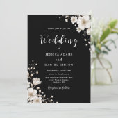 Invitation Mariage de code QR floral noir et blanc (Debout devant)