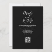 Invitation Mariage de code QR floral noir et blanc (Dos)