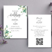 Invitation Mariage de code QR floral noir et blanc