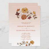 Invitation Mariage de code QR floral rétro Whimsical (Devant / Derrière)