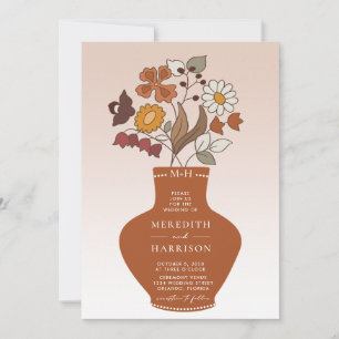 Invitation Mariage de code QR floral rétro Whimsical