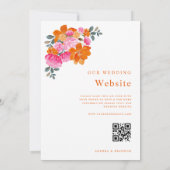 Invitation Mariage de code Qr Floral rose et orange (Dos)