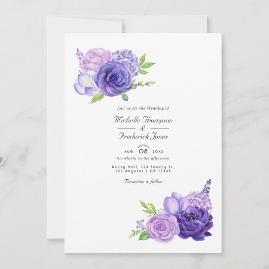 Invitation Mariage de code QR floral Ultra violet (Devant)