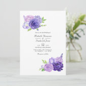 Invitation Mariage de code QR floral Ultra violet (Debout devant)