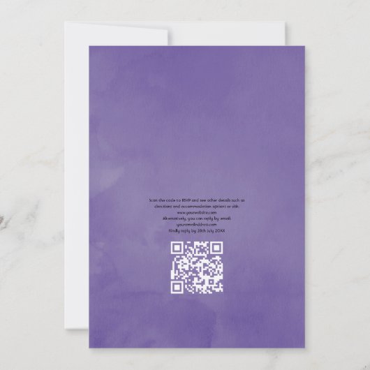 Invitation Mariage de code QR floral Ultra violet (Dos)