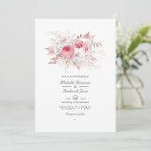 Invitation Mariage de code QR flush rose et Rose or (Debout devant)