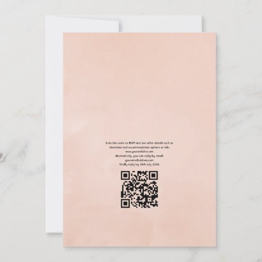 Invitation Mariage de code QR flush rose et Rose or (Dos)
