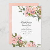 Invitation Mariage de code QR flush rose et Rose or (Devant / Derrière)