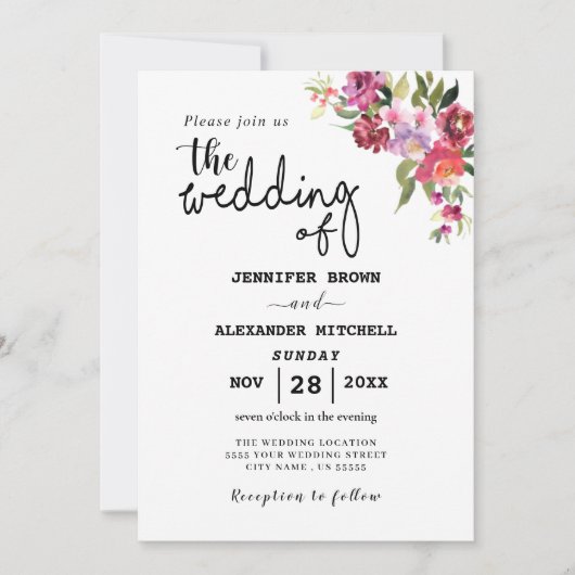 Invitation Mariage de code QR géométrique floral rustique tou (Devant)