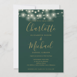 Invitation Mariage de code QR Gold de script de voyants de ch