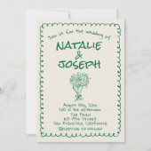 Invitation Mariage de code QR irky et vert rétro (Devant)
