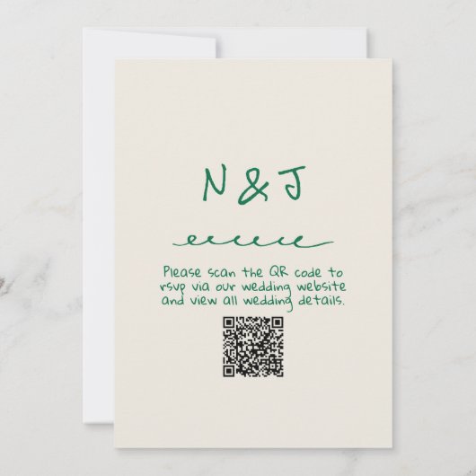 Invitation Mariage de code QR irky et vert rétro (Dos)