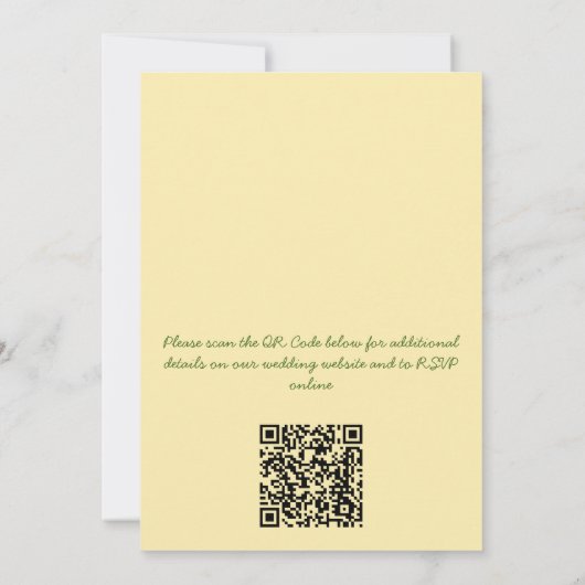 Invitation Mariage de code QR Jaune Bow Doodles Swans Whimsic (Dos)