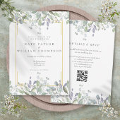 Invitation Mariage de code QR Lilac Floral Sage de verdure