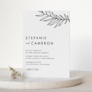 Invitation Mariage de code QR minimaliste noir Boho