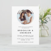 Invitation Mariage de code QR minimaliste photo circulaire (Debout devant)