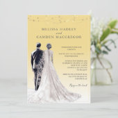 Invitation Mariage de code QR moderne Jaune (Debout devant)