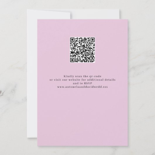 Invitation Mariage de code QR moderne rose pourpre fleuri (Dos)