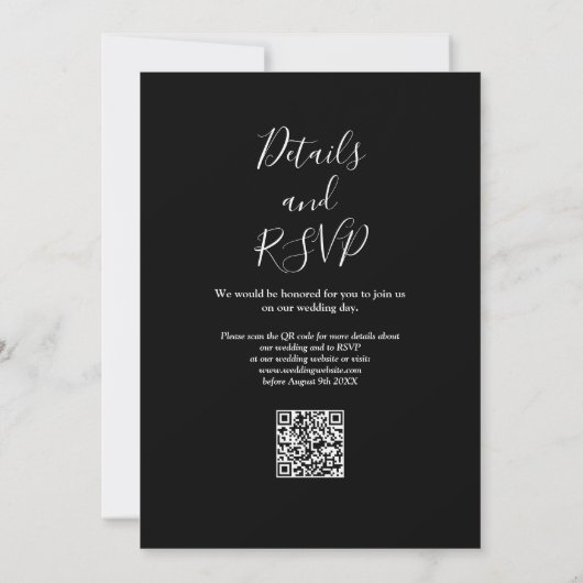 Invitation Mariage de code QR noir et blanc (Dos)