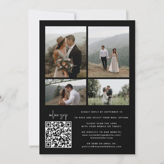 Invitation Mariage de code QR noir et blanc (Dos)