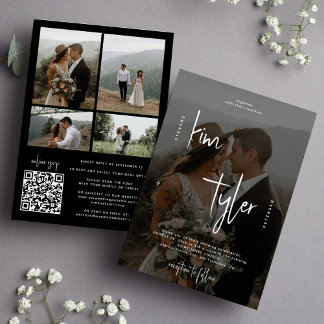 Invitation Mariage de code QR noir et blanc